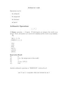 C Programming Operations: Arithmetic, Assignment, Relational, Logical