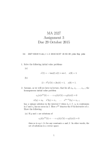 MA 2327 Assignment 3 Due 29 October 2015