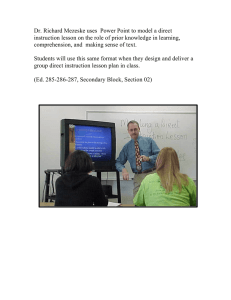 Dr. Richard Mezeske uses  Power Point to model a... instruction lesson on the role of prior knowledge in learning,