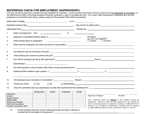 REFERENCE CHECK FOR EMPLOYMENT (SUPERVISORY)