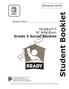 RELEASED Student Booklet Grade 5 Social Studies Spring 2015