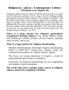Religion in—and as—Contemporary Culture (Christiano et al., chapter 10)