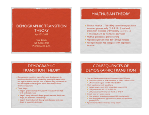 MALTHUSIAN THEORY DEMOGRAPHIC TRANSITION THEORY