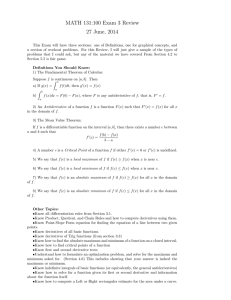 MATH 131:100 Exam 3 Review 27 June, 2014