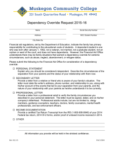 Dependency Override Request 2015-16