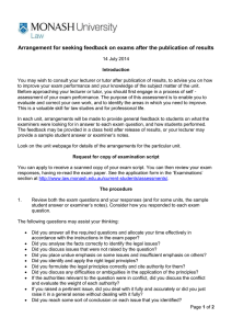 Arrangement for seeking feedback on exams after the publication of...