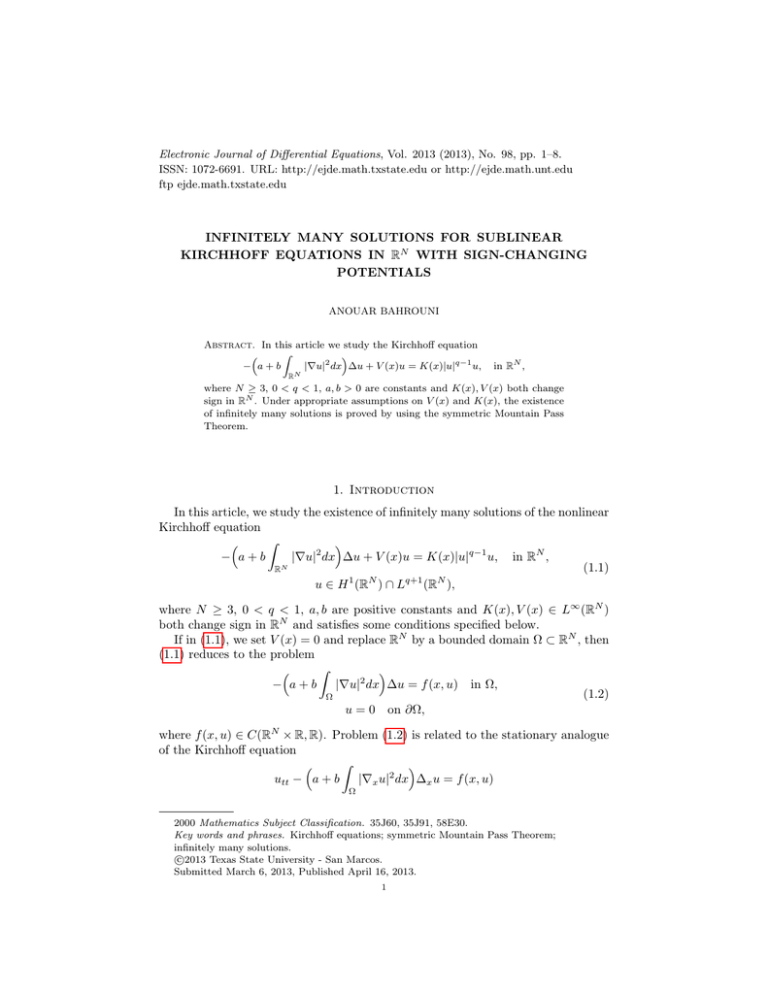 Electronic Journal of Differential Equations, Vol. 2013 (2013), No. 98