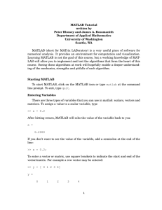 MATLAB Tutorial written by Peter Blossey and James A. Rossmanith