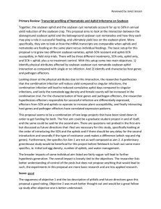 Primary Review: Transcript profiling of Nematode and Aphid Infectome on... Together, the soybean aphid and the soybean cyst nematode account... yield reduction of the soybean crop. This proposal aims to...