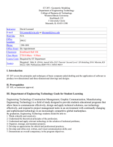 : Department of Engineering Technology College of Business &amp; Technology Western Illinois University
