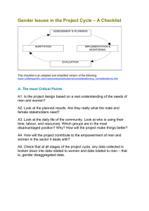 Gender Issues in the Project Cycle – A Checklist