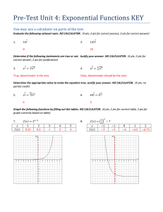 Exponential Functions Test Key - High School Math