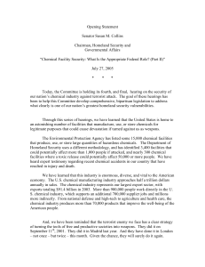 Opening Statement  Senator Susan M. Collins Chairman, Homeland Security and