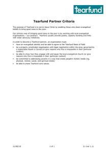 Tearfund Partner Criteria
