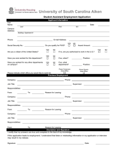 Student Assistant Employment Application