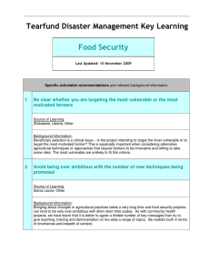 Tearfund Disaster Management Key Learning Food Security