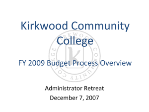 Kirkwood Community College FY 2009 Budget Process Overview Administrator Retreat