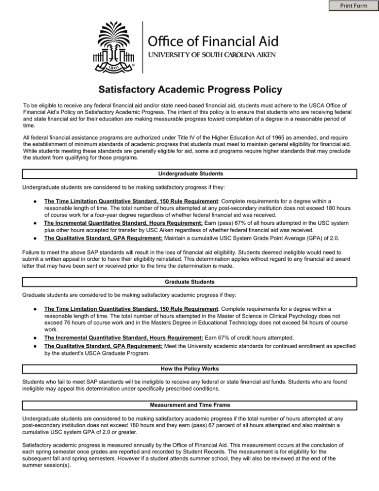 Satisfactory Academic Progress Policy