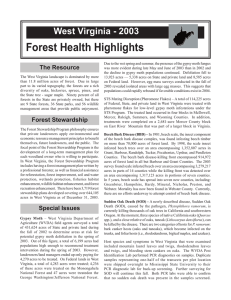 Forest Health High lights West Virginia - 2003 The Resource