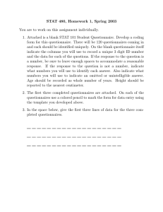 STAT 480 Homework 1: Questionnaire Coding