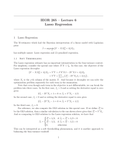 Lasso Regression: Lecture Notes on L1 Penalization