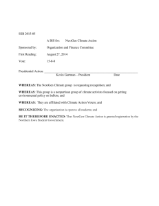 SSB 2015-05 A Bill for: NextGen Climate Action Sponsored by: