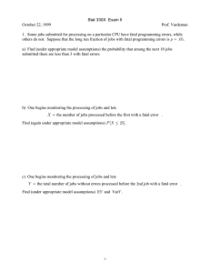 Stat 330X  Exam II October 22, 1999 Prof. Vardeman