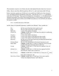 This description concerns a set of home sale price data... Office.  Data on sales May 2002 through June 2003...