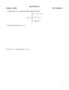 ( )  1.  Suppose that a)  Evaluate the mean of