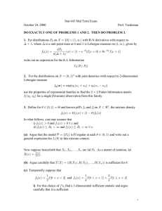 Stat 643 Mid Term Exam October 24, 2000 Prof. Vardeman T