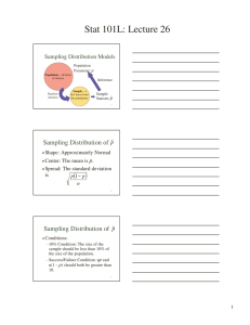 Stat 101L: Lecture 26 ( ) Sampling Distribution of