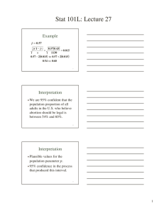 Stat 101L: Lecture 27 Example Interpretation ( )