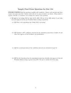 Sample Final Exam Questions for Stat 104