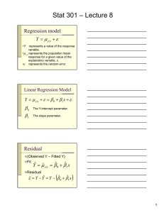 Stat 301 – Lecture 8   Regression model