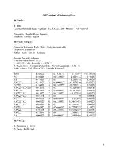 JMP Analysis of Swimming Data Fit Model:  Y: Time