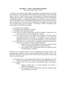 Stat 402 B – Exam 2 Take-home Problems