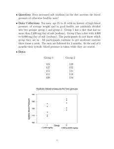 • Question: Does increased salt (sodium) in the diet increase... pressure of otherwise healthy men?