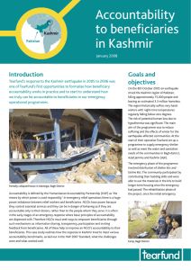 Accountability to beneﬁ ciaries in Kashmir Introduction