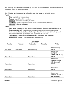 The write up:  this is a formal lab write... follow the FCHS lab write up criteria.
