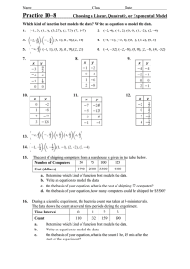 Linear, Quadratic, Exponential Models Worksheet