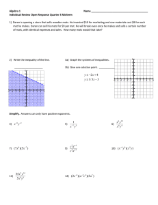 Algebra 1  Name ________________________________________ Individual Review Open Response Quarter 3 Midterm