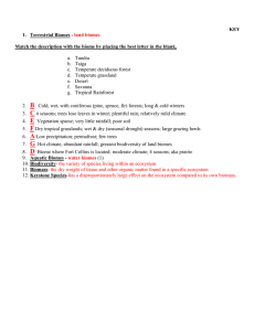 Biomes & Ecology Worksheet: Terrestrial, Aquatic, Biodiversity