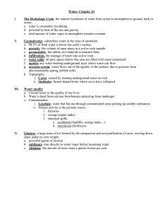 Water- Chapter 24 The Hydrologic Cycle  I.