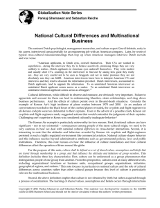 National Cultural Differences and Multinational Business Globalization Note Series