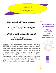 Student Colloquium Mathematical Teleportation: Is