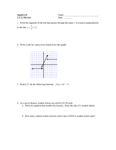 Algebra II Review: Linear Equations & Piecewise Functions