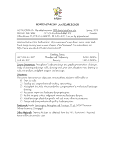 Syllabus  HORTICULTURE 385: LANDSCAPE DESIGN