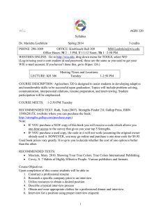 AGRI 320 Syllabus Dr. Marietta Loehrlein Spring 2014