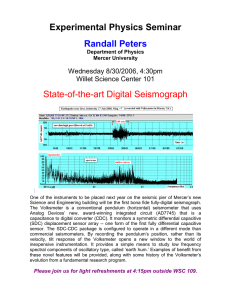 Experimental Physics Seminar  Randall Peters State-of-the-art Digital Seismograph