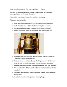 Assignment: Revolutionary War Scavenger Hunt  Name: